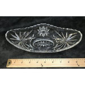 Vintage Ice Cream Serving Dish Cut Glass Star of David 4"(W) x 9.25"(L)